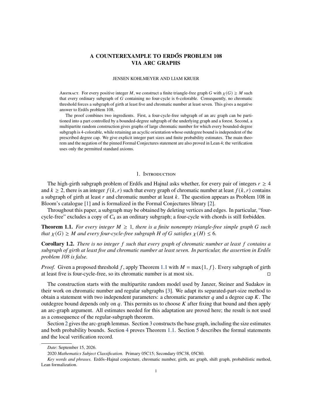 First page of Counterexample via arc graphs