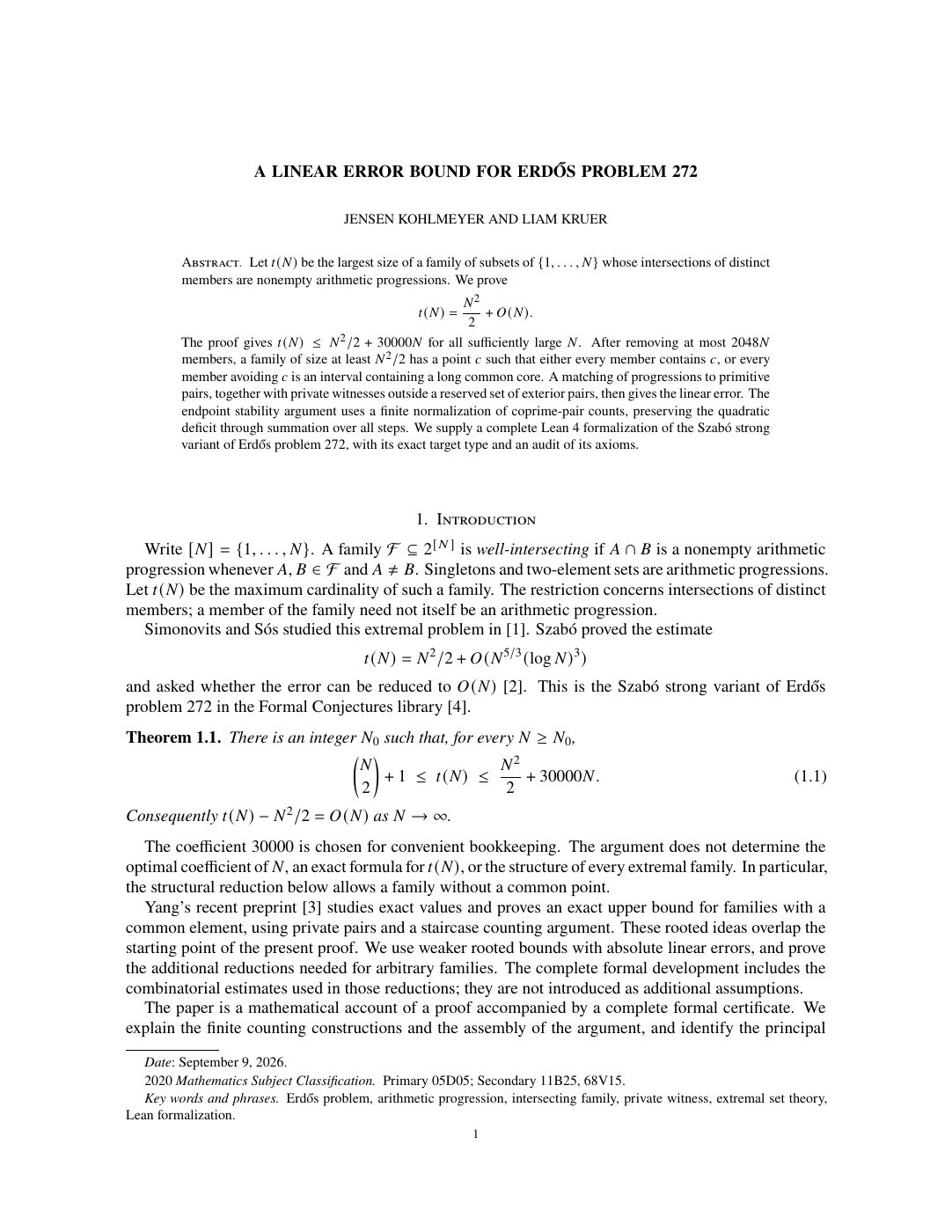 First page of Arithmetic-intersection families