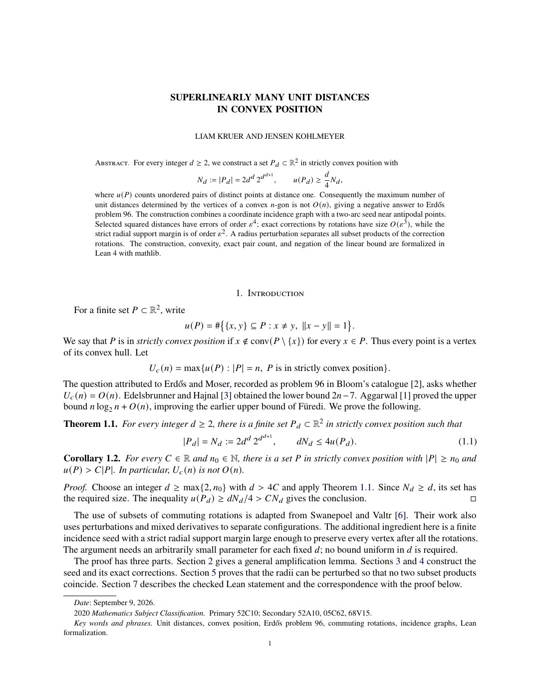 First page of Unit distances in convex position