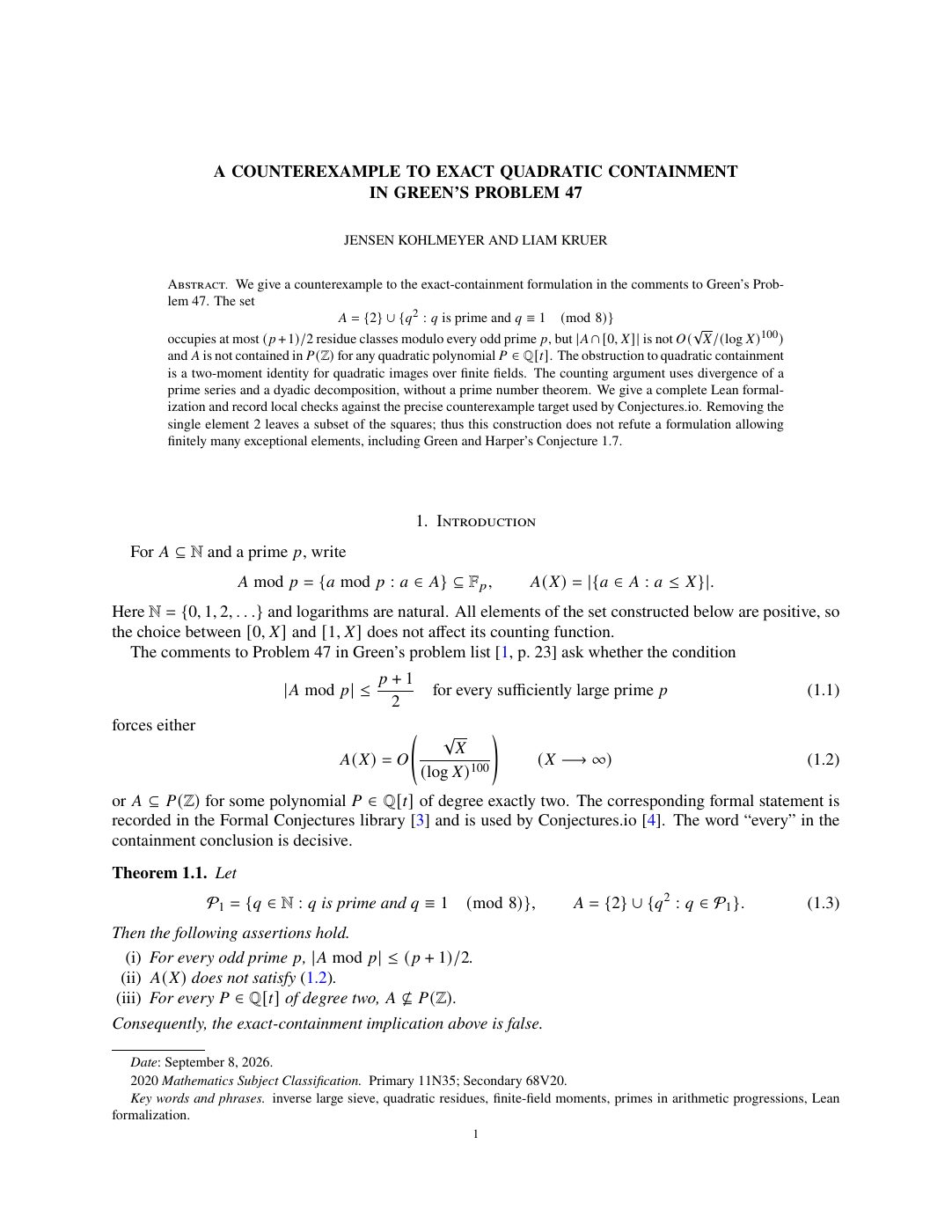 First page of Quadratic-containment counterexample